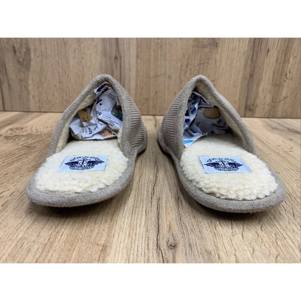 Dockers Boys Brown Split Toe Slippers Fur Footbed Slide On Size 13 M